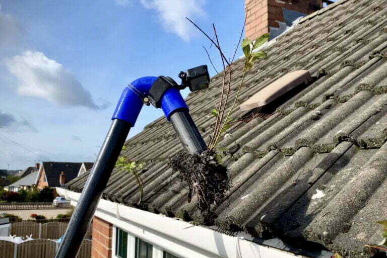 Sky Vac Gutter cleaning Machine that is cleaning the gutters